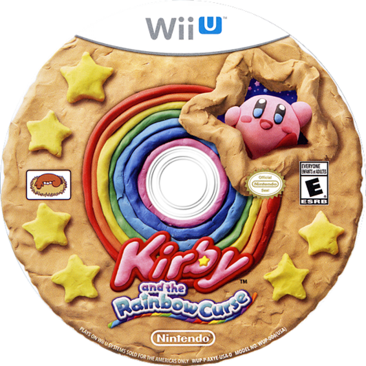 Kirby and the Rainbow Curse disc cover art for Nintendo Wii U (Wii U) video game. 