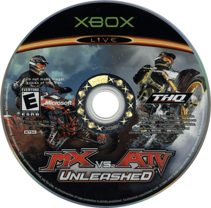 MX vs ATV Unleashed Xbox for off road racing video game fans featuring motocross and ATV competition freestyle tricks massive outdoor tracks career mode multiplayer racing realistic physics vehicle customization extreme sports action collectible gaming appeal game disc