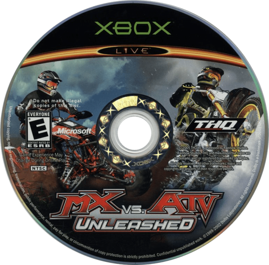 MX vs ATV Unleashed Xbox for off road racing video game fans featuring motocross and ATV competition freestyle tricks massive outdoor tracks career mode multiplayer racing realistic physics vehicle customization extreme sports action collectible gaming appeal game disc