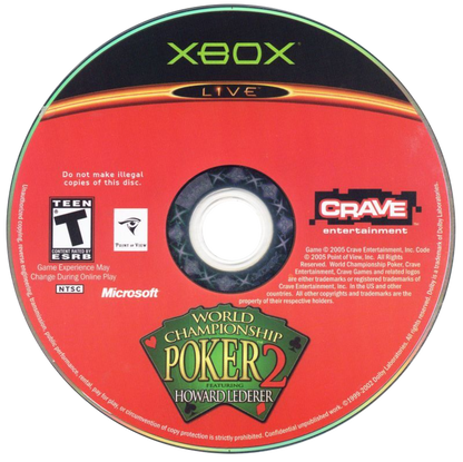 World Championship Poker 2 Featuring Howard Lederer Xbox card game featuring authentic Texas Hold’em and tournament modes customizable characters online multiplayer casino environments and realistic poker simulation gameplay disc