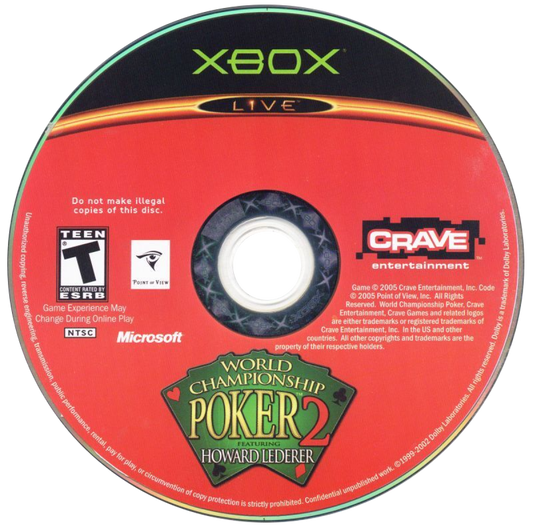 World Championship Poker 2 Featuring Howard Lederer Xbox card game featuring authentic Texas Hold’em and tournament modes customizable characters online multiplayer casino environments and realistic poker simulation gameplay disc