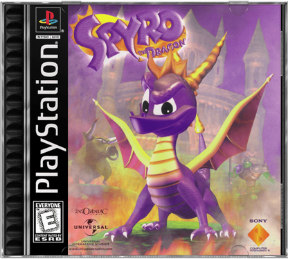 Spyro the Dragon cover art for PlayStation 1 (PS1) platformer adventure video game