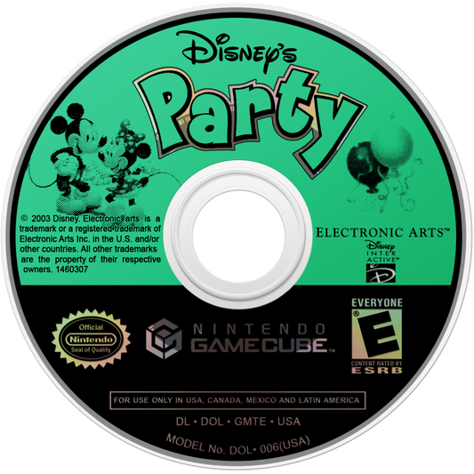 Disneys Party for GameCube featuring family friendly board game style mini games with Disney characters disc