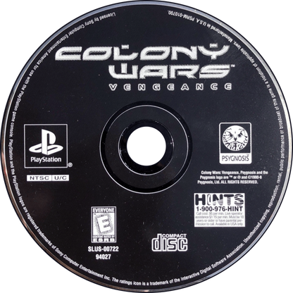 Colony Wars: Vengeance retro sci-fi space combat shooter game for PlayStation 1 (PS1) disc