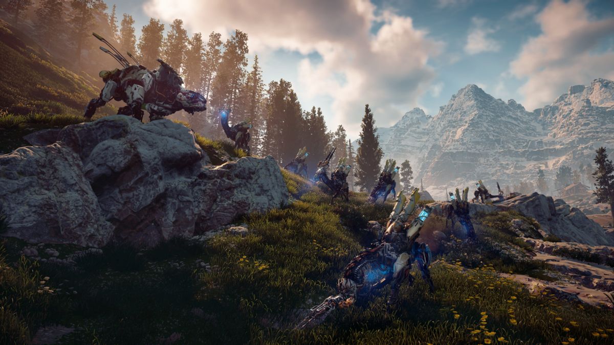 Horizon: Zero Dawn – PlayStation 4 (PS4) video game gameplay, open-world action RPG exclusive to PS4 set in a lush, post-apocalyptic world
