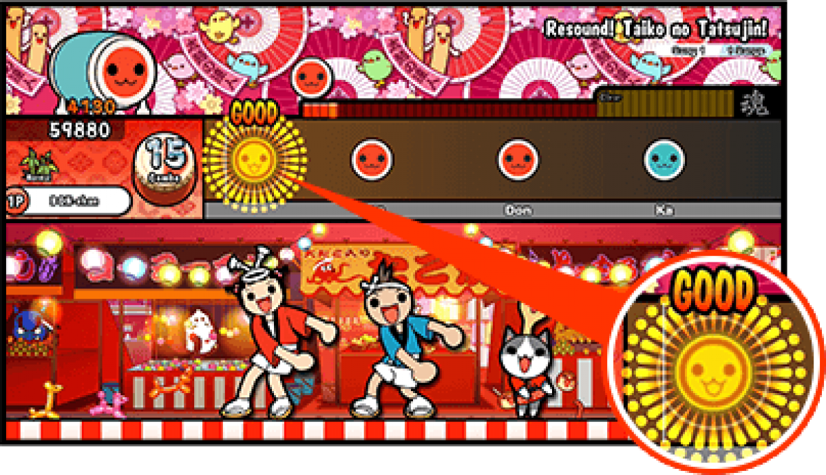 Taiko no Tatsujin: Tatacon de Dodon ga Don gameplay for PlayStation 2 (PS2) rhythm video game. 
