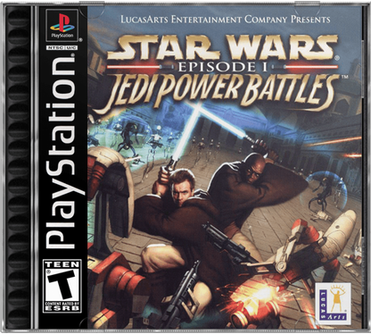 Star Wars Episode I Jedi Power Battles PlayStation 1 arcade action fighting game playable Jedi characters light saber combat cover art