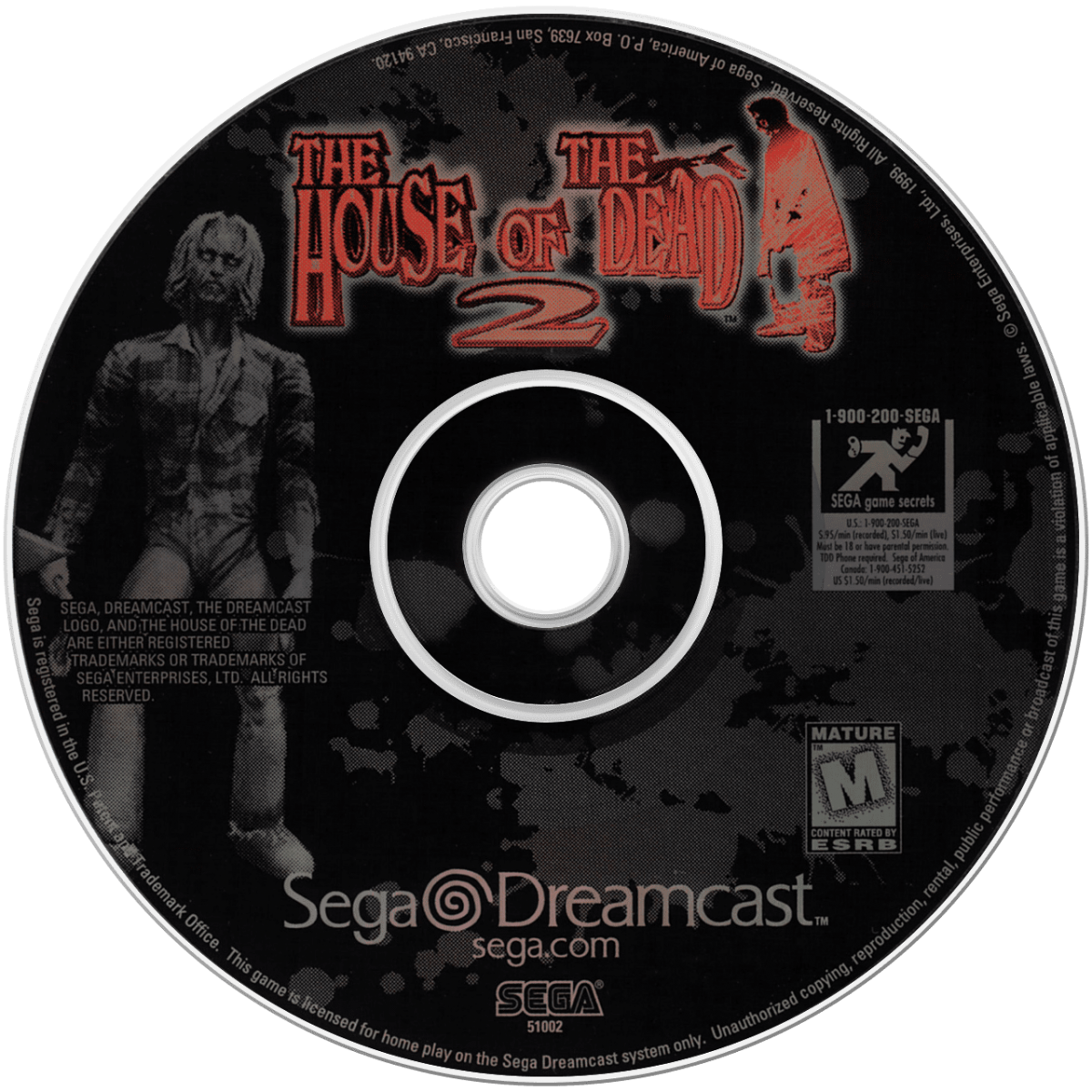 The House of the Dead 2 Sega Dreamcast game featuring fast-paced on-rails light gun horror shooter gameplay disc