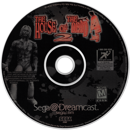 The House of the Dead 2 Sega Dreamcast game featuring fast-paced on-rails light gun horror shooter gameplay disc