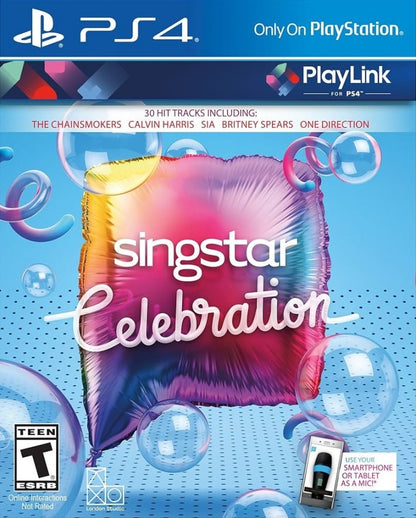 SingStar Celebration – PlayStation 4 (PS4) video game cover art, music rhythm party title