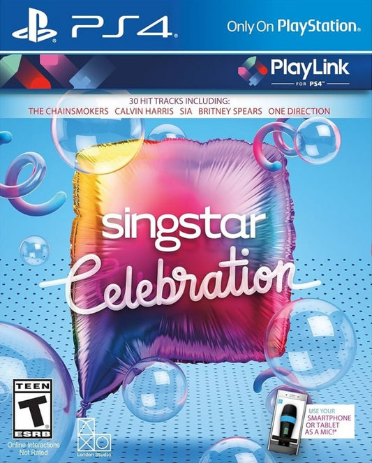 SingStar Celebration – PlayStation 4 (PS4) video game cover art, music rhythm party title