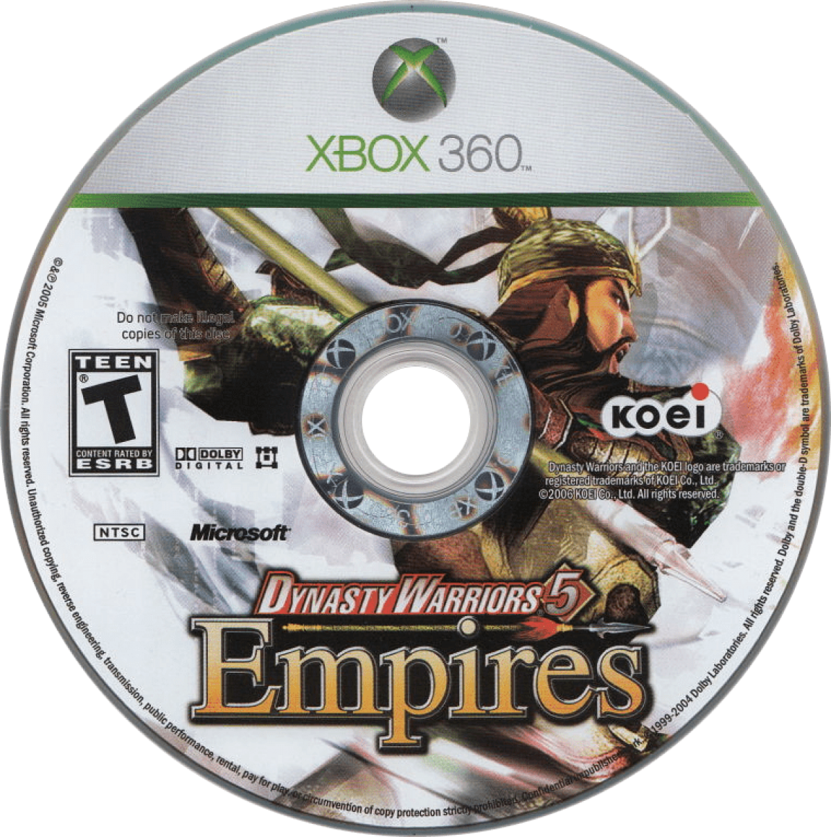 Dynasty Warriors 5: Empires disc for Xbox 360 (X360) hack-and-slash action video game