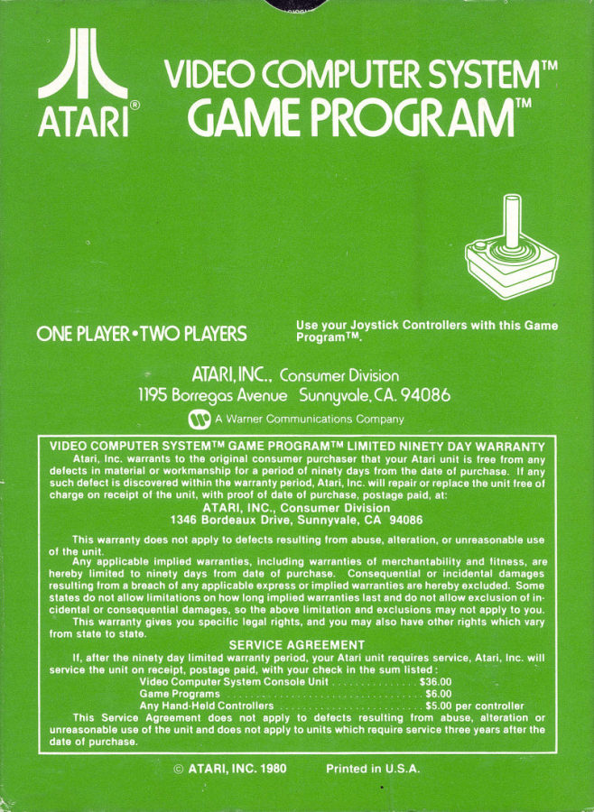 Golf back cover art for Atari 2600 (2600) video game