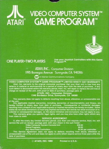 Golf back cover art for Atari 2600 (2600) video game