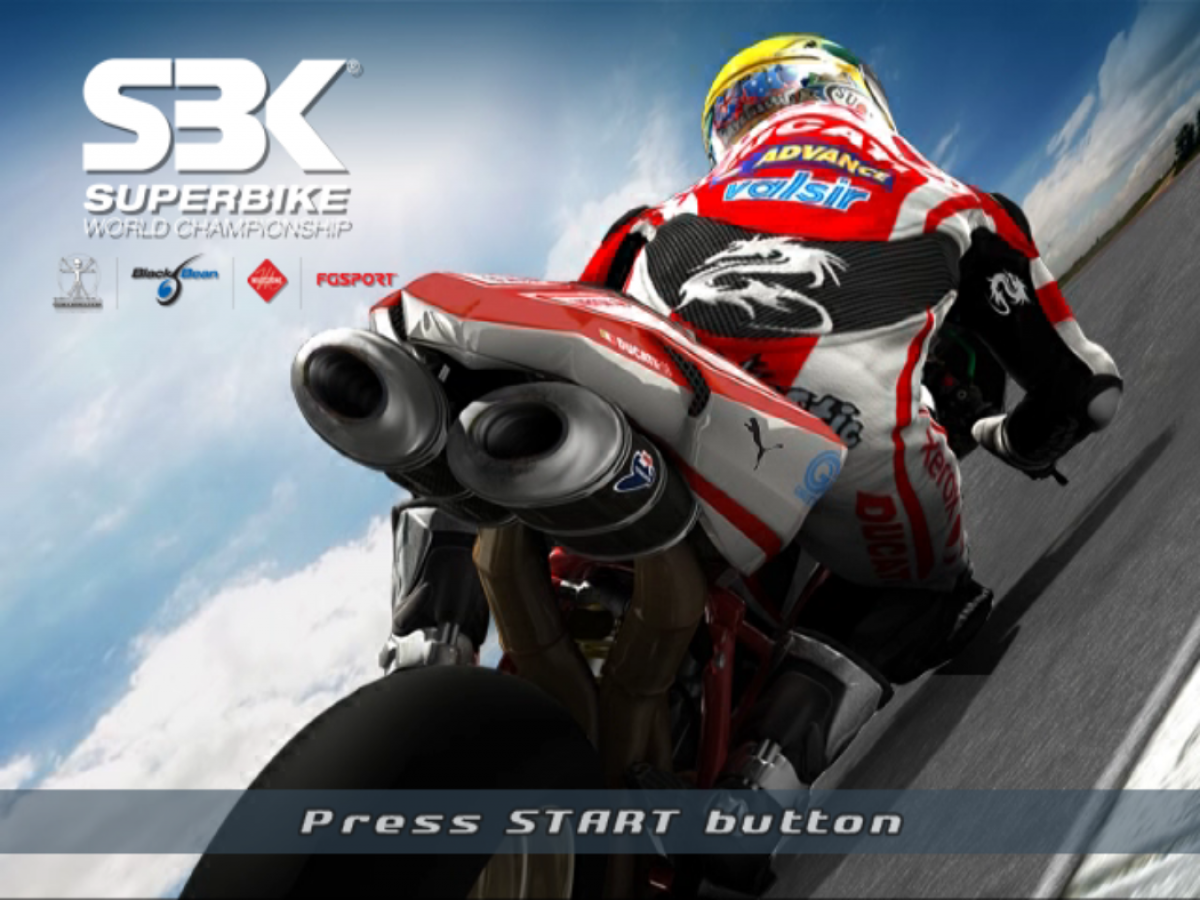 SBK: Superbike World Championship – PlayStation 2 (PS2) video game title screen, motorcycle racing game.
