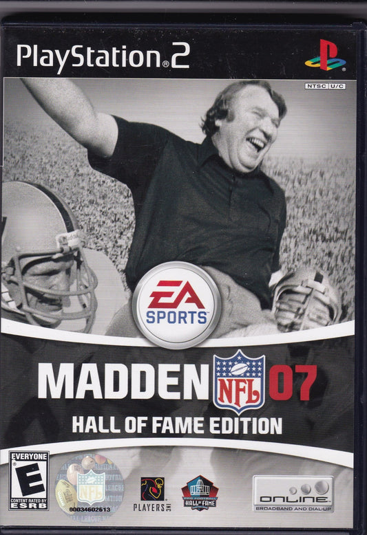 Madden NFL 2007 Hall of Fame Edition for PlayStation 2 football sports video game featuring enhanced presentation classic legends content refined gameplay mechanics franchise modes and the definitive EA Sports NFL experience of its era front cover 