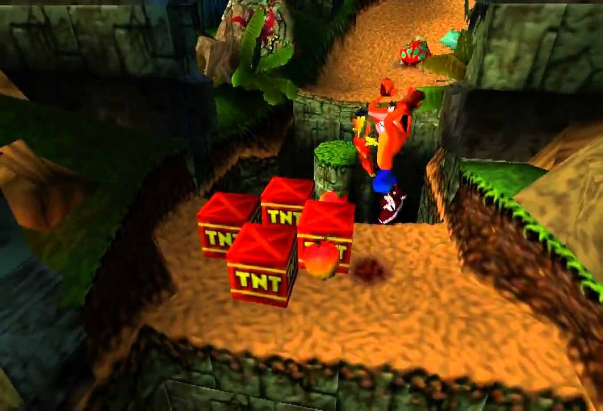 Crash Bandicoot PS1 PlayStation 1 platformer action adventure Naughty Dog mascot game jungle levels spin attack gameplay retro video game Greatest Hits edition gameplay