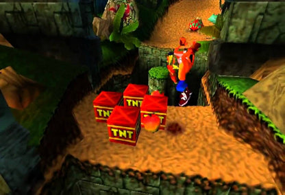 Crash Bandicoot PS1 PlayStation 1 platformer action adventure Naughty Dog mascot game jungle levels spin attack gameplay retro video game Greatest Hits edition gameplay