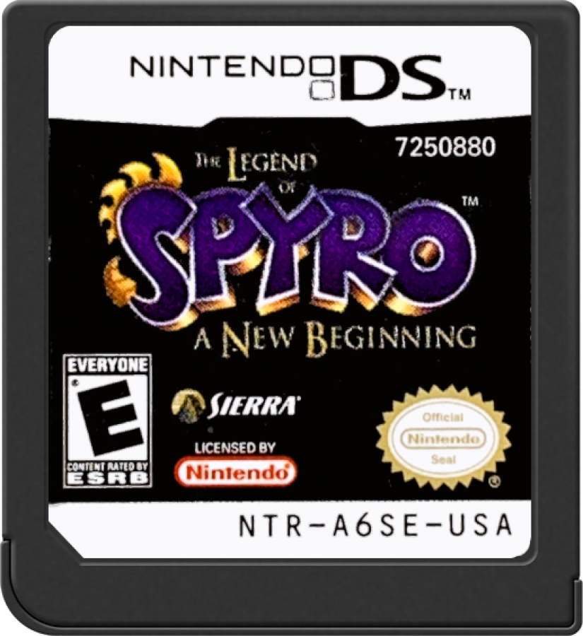 The Legend of Spyro A New Beginning for Nintendo DS (DS), cartridge for a retro video game featuring action-adventure gameplay, elemental combat, fantasy exploration, character progression, and dragon-based battles