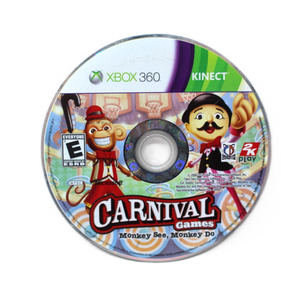 Carnival Games: Monkey See, Monkey Do disc art for Xbox 360 (X360) party minigame video game