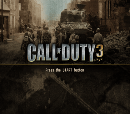 Call of Duty 3 title screen for PlayStation 2 (PS2) video game.