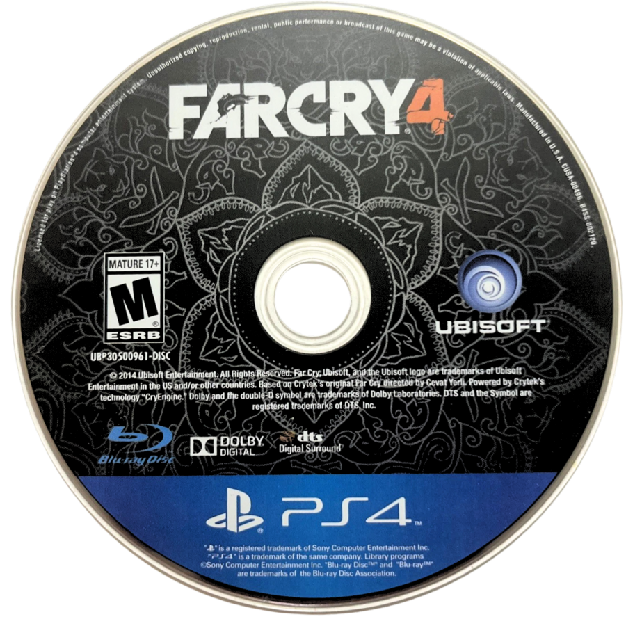 Far Cry 4 – PlayStation 4 (PS4) video game disc, open-world shooter by Ubisoft