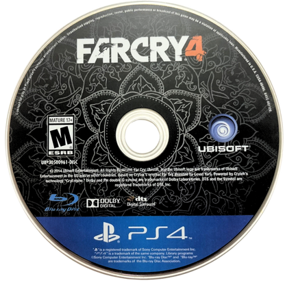 Far Cry 4 – PlayStation 4 (PS4) video game disc, open-world shooter by Ubisoft