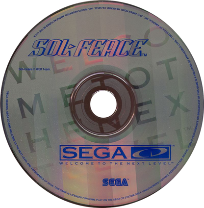 Sol-Feace Sega CD shoot em up video game featuring fast-paced space combat futuristic spacecraft intense enemy waves powerful weapons boss battles scrolling action challenging stages and classic Sega CD gameplay collectible retro gaming appeal game disc