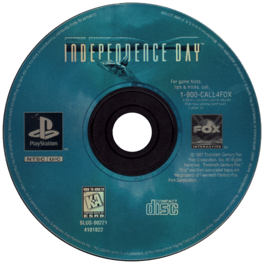 Independence Day PlayStation 1 PS1 third-person action flight combat video game based on the 1996 film alien invasion scenario aircraft dogfighting missions piloting F/A-18 Hornet AV-8B Harrier disc ar
