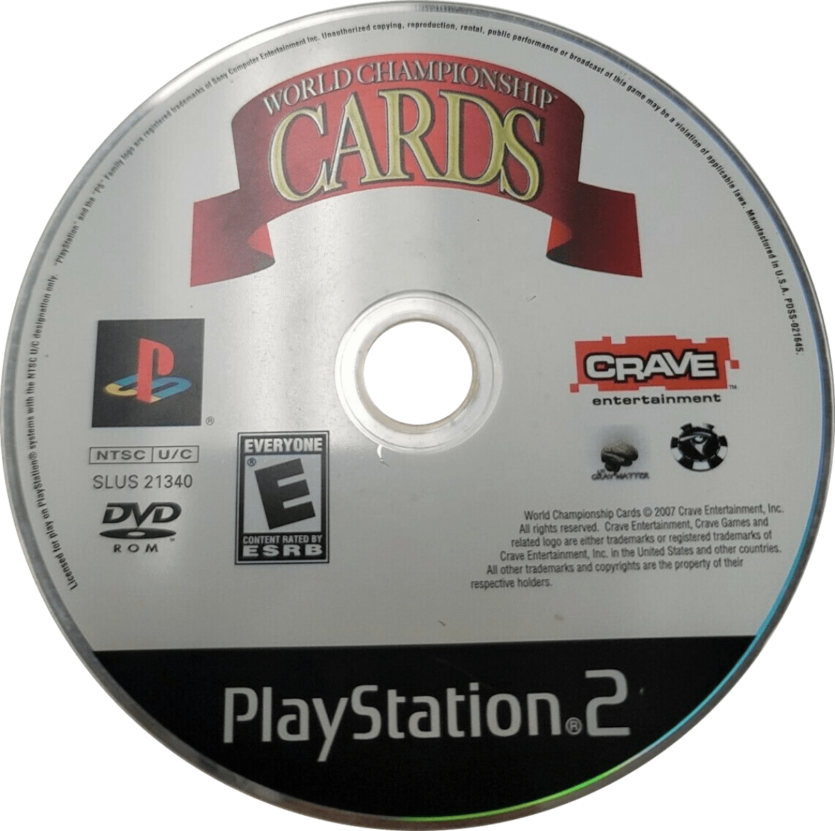 World Championship Cards PlayStation 2 card game compilation featuring classic games poker solitaire bridge hearts spades euchre cribbage multiplayer modes Casino Magic license disc