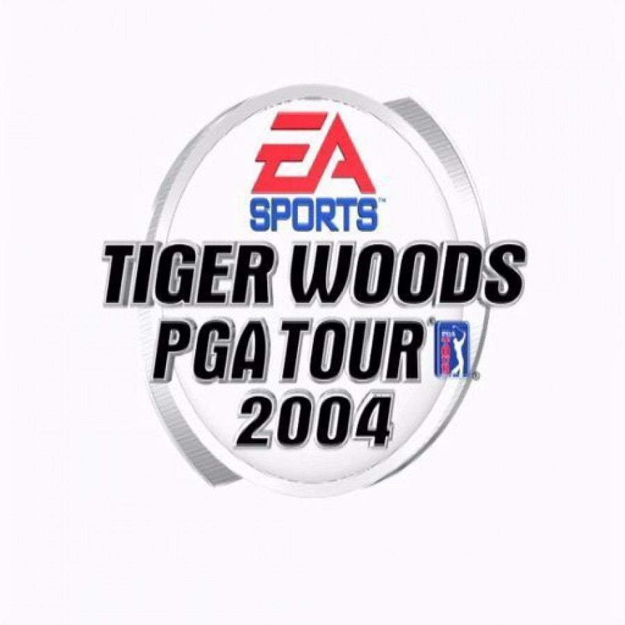 Tiger Woods PGA Tour 2004 – PlayStation 2 (PS2) video game title screen, golf sports simulation.