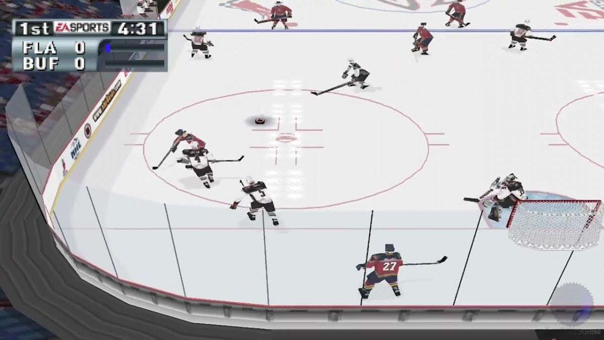 NHL 2001 for PlayStation 1 hockey sports video game featuring official NHL teams and players improved AI realistic gameplay season modes and classic EA Sports ice hockey experience gameplay