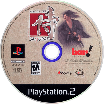 Way of the Samurai PlayStation 2 PS2 for retro video game enthusiasts featuring action adventure gameplay samurai sword combat branching story paths feudal Japan exploration multiple endings character customization and collectible gaming appeal disc
