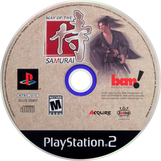 Way of the Samurai PlayStation 2 PS2 for retro video game enthusiasts featuring action adventure gameplay samurai sword combat branching story paths feudal Japan exploration multiple endings character customization and collectible gaming appeal disc