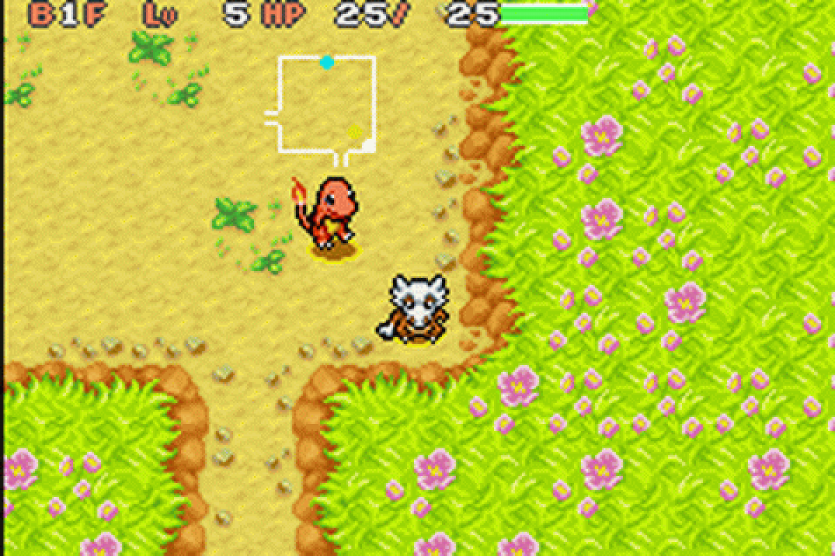 Pokemon Mystery Dungeon Red Rescue Team Game Boy Advance gameplay for retro video game featuring dungeon crawling adventure gameplay, Pokémon rescue missions, turn based exploration, randomly generated dungeons, beloved Pokémon characters, and classic handheld RPG action on GBA