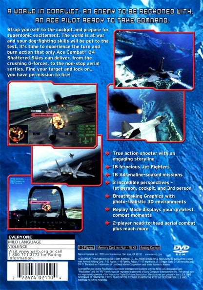 Ace Combat 04: Shattered Skies PS2 flight combat video game back cover art