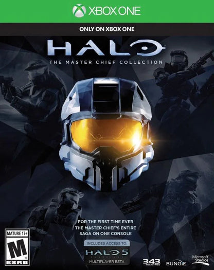 Halo: The Master Chief Collection cover art for Xbox One (XONE) sci-fi first-person shooter video game compilation