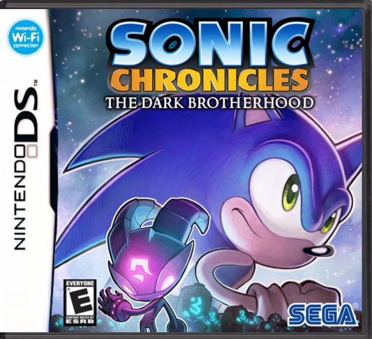Sonic Chronicles The Dark Brotherhood Nintendo DS RPG Sonic the Hedgehog BioWare developed role playing game turn based combat dual screen handheld retro video game authentic DS cartridge classic Sonic series collectible gaming title cover art