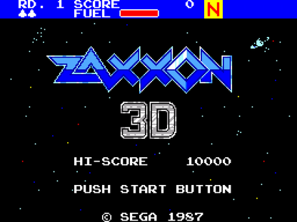 Zaxxon 3D Sega Master System SMS for arcade shooter video game fans featuring three dimensional scrolling gameplay futuristic space environments enemy aircraft obstacles missile attacks fuel management high score challenges and classic Sega Master System action collectible retro gaming appeal gameplay