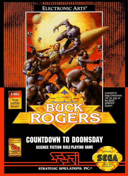 Buck Rogers Countdown to Doomsday Sega Genesis GEN for retro video game enthusiasts featuring science fiction role playing gameplay turn based combat space exploration strategic squad management futuristic storytelling character progression and collectible gaming appeal cover art 