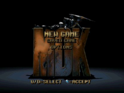 MDK retro sci-fi action shooter game for PlayStation 1 (PS1) title screen