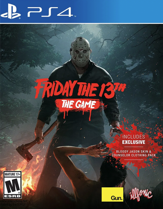 Friday the 13th: The Game – PlayStation 4 (PS4) video game cover image, online multiplayer survival horror game by Gun Media
