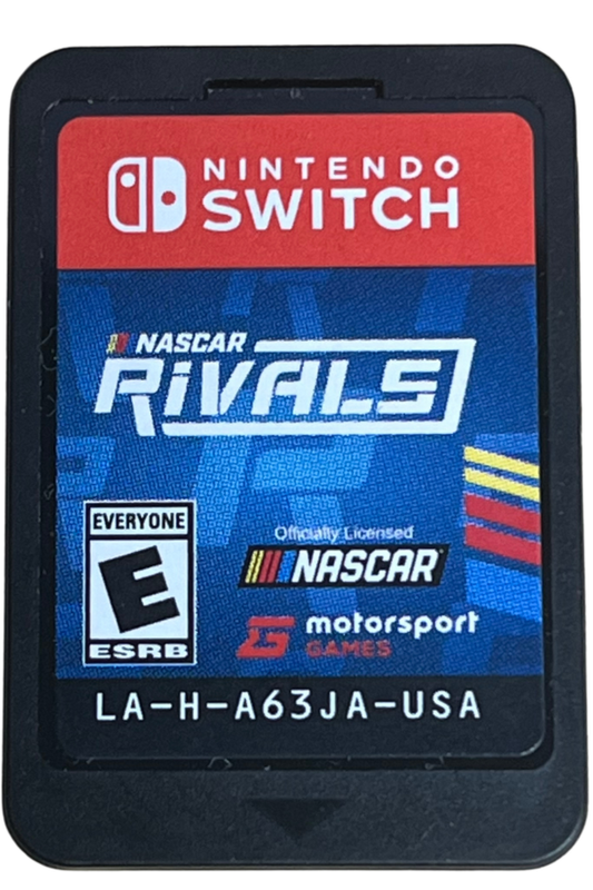 NASCAR Rivals Nintendo Switch inspired design featuring official stock car racing simulation aesthetic high speed oval track competition authentic NASCAR teams and drivers intense multiplayer action championship season gameplay realistic motorsports excitement and immersive racing presentation cartridge art