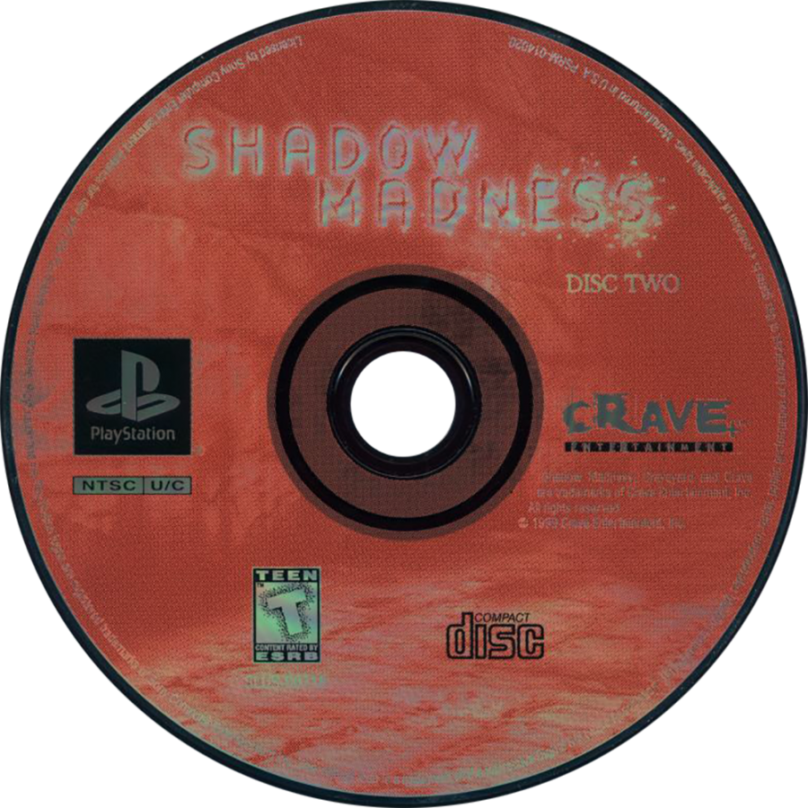 Shadow Madness PlayStation PS1 for role playing video game fans featuring turn based combat fantasy adventure exploration character progression party based battles mysterious storyline challenging enemies cinematic storytelling and classic PlayStation JRPG gameplay collectible gaming appeal disc 2