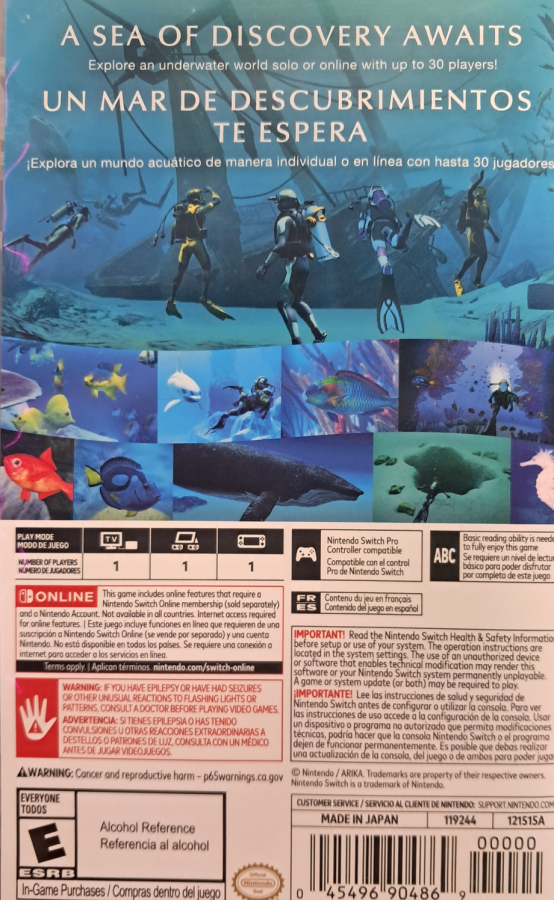 Endless Ocean Luminous Nintendo Switch inspired design featuring relaxing underwater exploration adventure aesthetic vast ocean environments marine wildlife discovery serene deep sea journeys immersive aquatic atmosphere peaceful exploration gameplay and breathtaking aquatic visuals presentation back cover
