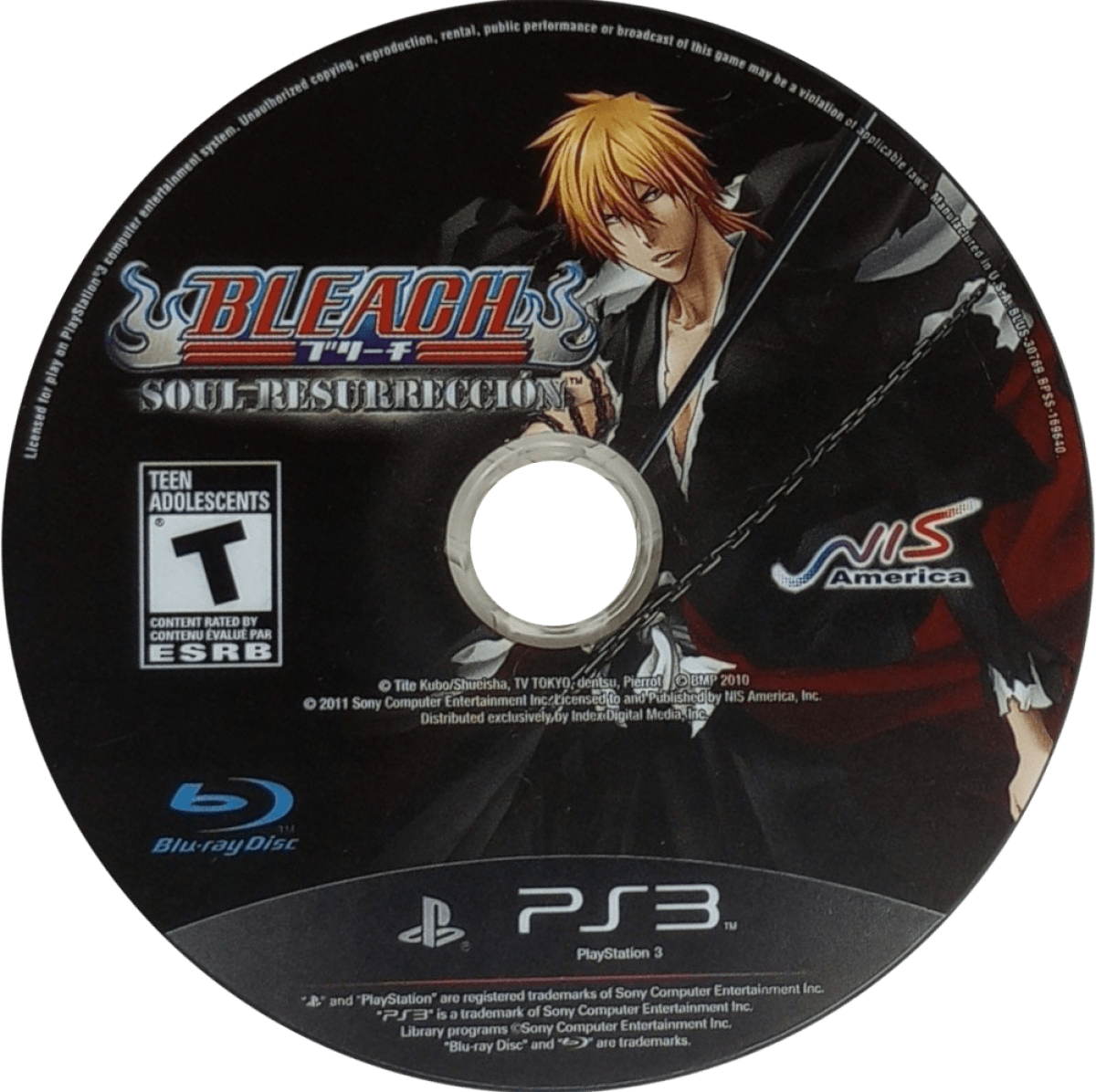 Bleach Soul Resurreccion disc game cover for PlayStation 3 video game. 