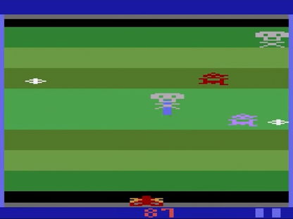 Demons to Diamonds Atari 2600 inspired design featuring classic arcade shooter aesthetic vintage joystick gameplay minimalist pixel graphics retro score chasing action early home console gaming history nostalgic Atari presentation gameplay 