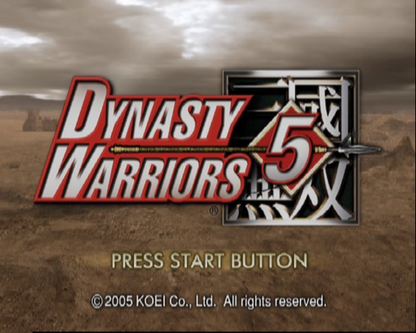 Dynasty Warriors 5 title page for PlayStation 2 (PS2) historical action hack-and-slash video game