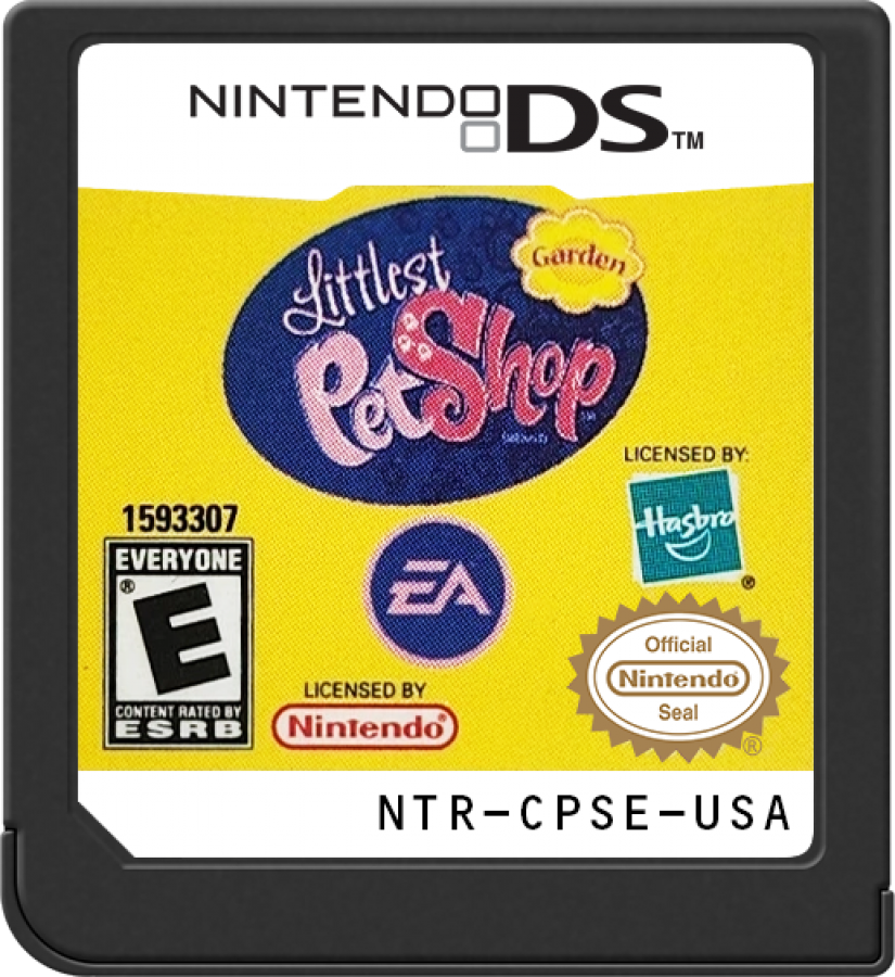 Littlest Pet Shop Garden for Nintendo DS (DS), cartridge for a retro video game featuring pet care simulation gameplay, garden-themed mini-games, animal customization, puzzle challenges, and family-friendly adventure activities