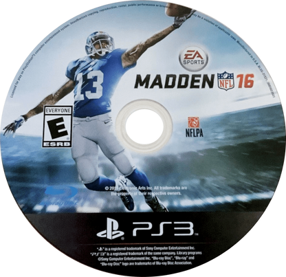 Madden NFL 16 disc art for PlayStation 3 (PS3) video game